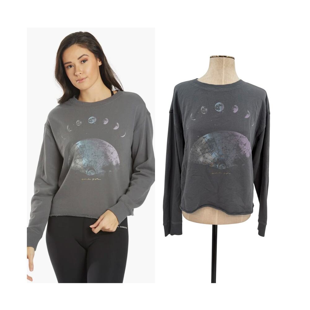 Spiritual Gangster Moon Dream Mazzy Pullover Sweatshirt Gray Celestial Medium